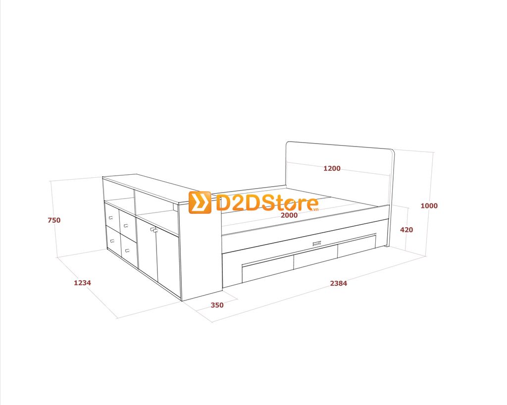 Giường kéo 2 tầng mẹ bồng con GDN.MC15