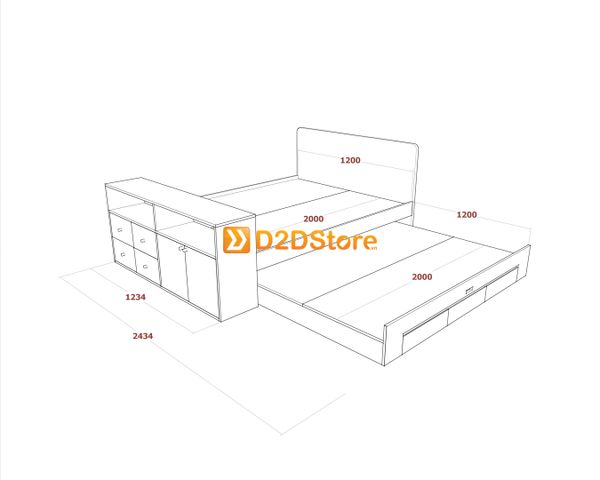 Giường kéo 2 tầng mẹ bồng con GDN.MC15