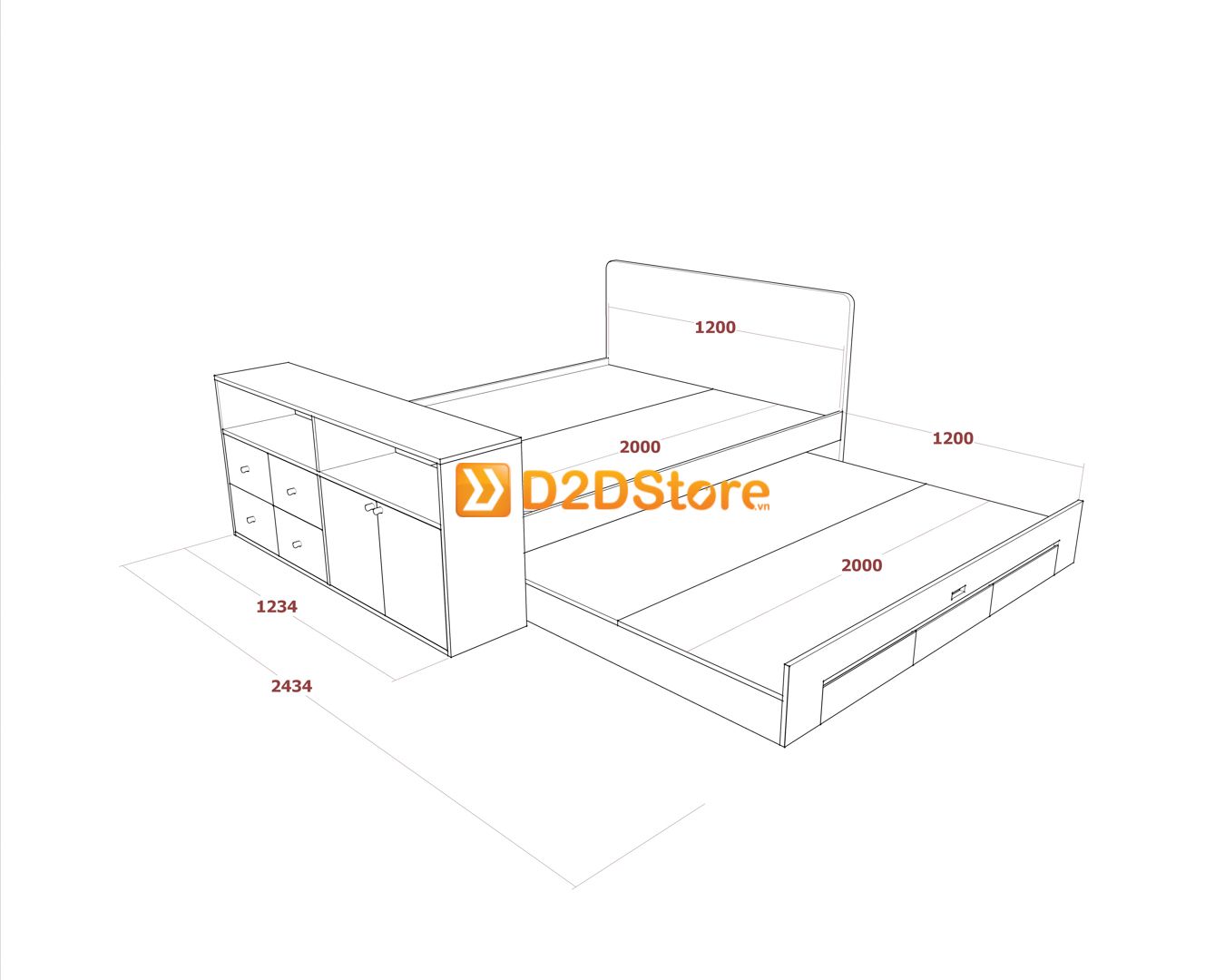  Giường kéo 2 tầng mẹ bồng con GDN.MC15 