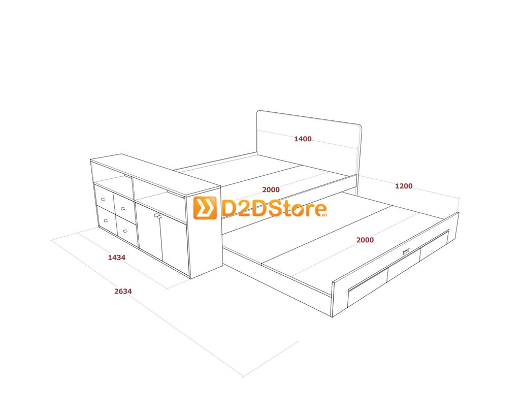 Giường kéo 2 tầng mẹ bồng con GDN.MC15