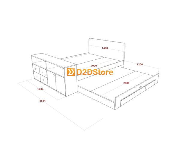 Giường kéo 2 tầng mẹ bồng con GDN.MC15