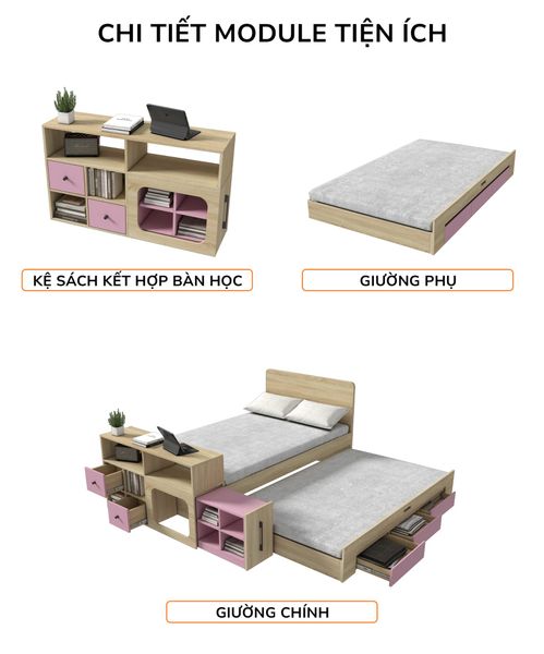 Giường kéo 2 tầng mẹ bồng con GDN.MC13