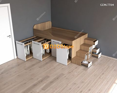 Giường kết hợp tủ áo thấp GDN.TT04