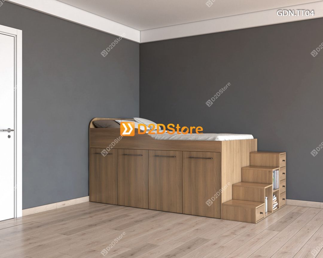  Giường kết hợp tủ áo thấp GDN.TT04 