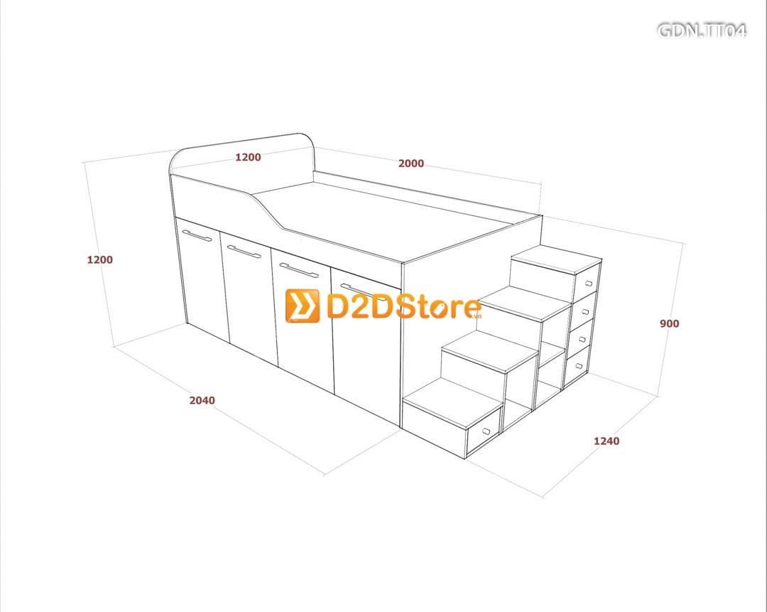  Giường kết hợp tủ áo thấp GDN.TT04 