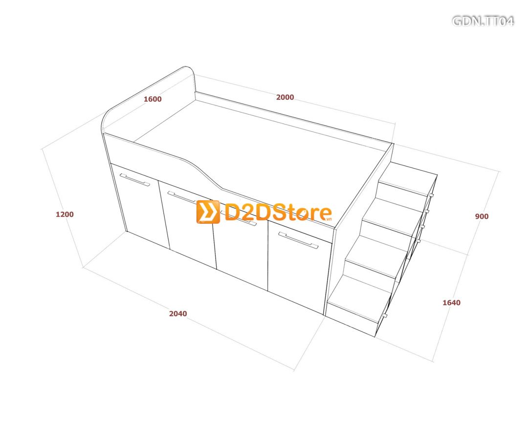  Giường kết hợp tủ áo thấp GDN.TT04 