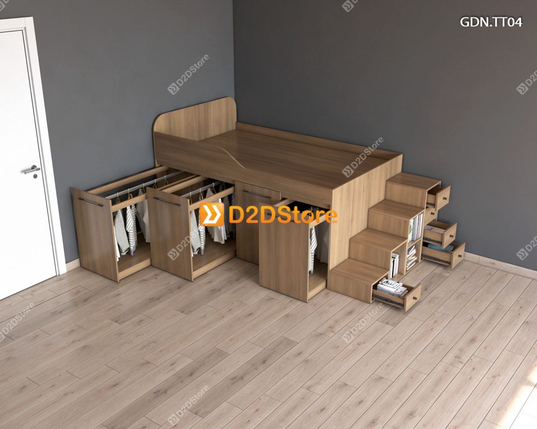  Giường kết hợp tủ áo thấp GDN.TT04 