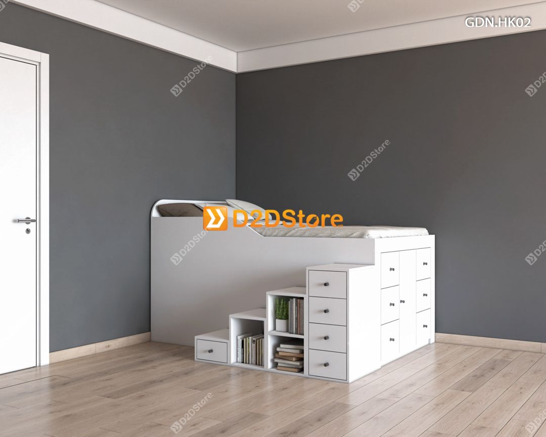  Giường ngủ kết hợp nhiều hộc kéo GDN.HK02 