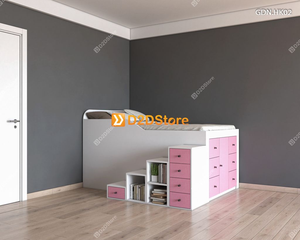 Giường ngủ kết hợp nhiều hộc kéo GDN.HK02