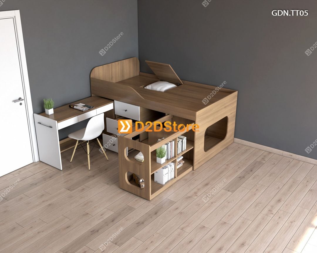  Giường kết hợp tủ áo thấp GDN.TT05 