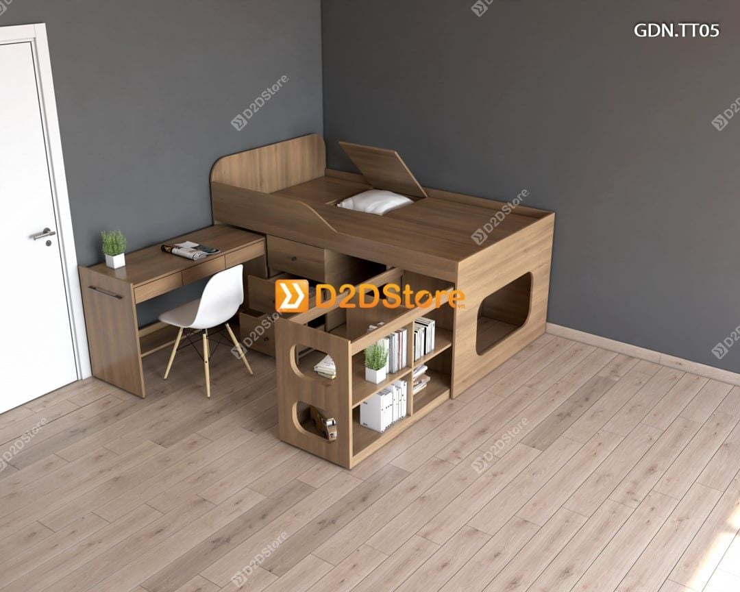  Giường kết hợp tủ áo thấp GDN.TT05 