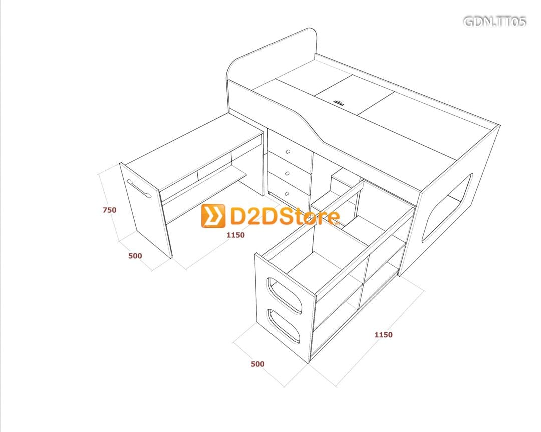  Giường kết hợp tủ áo thấp GDN.TT05 