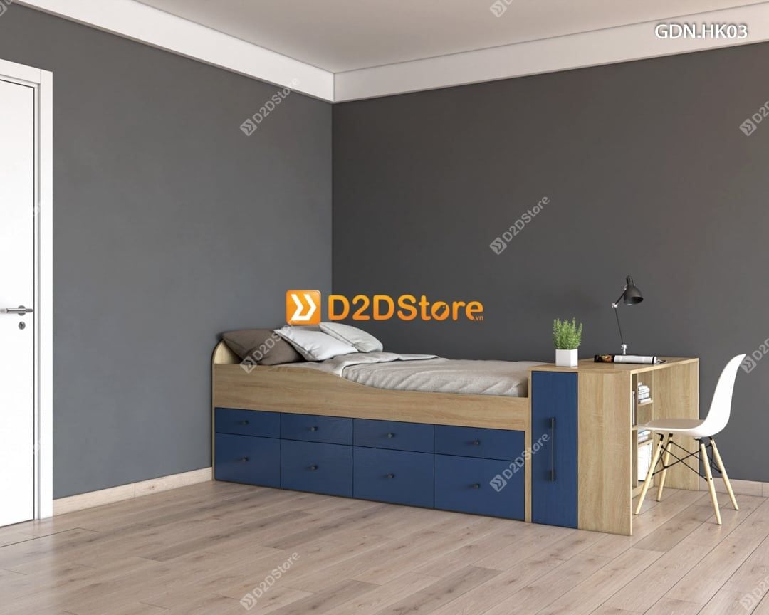  Giường ngủ kết hợp nhiều hộc kéo GDN.HK03 