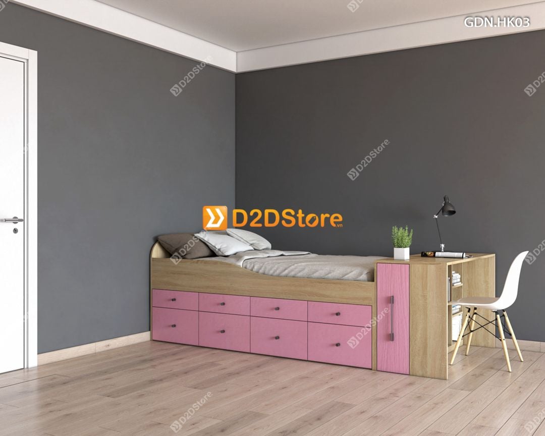  Giường ngủ kết hợp nhiều hộc kéo GDN.HK03 