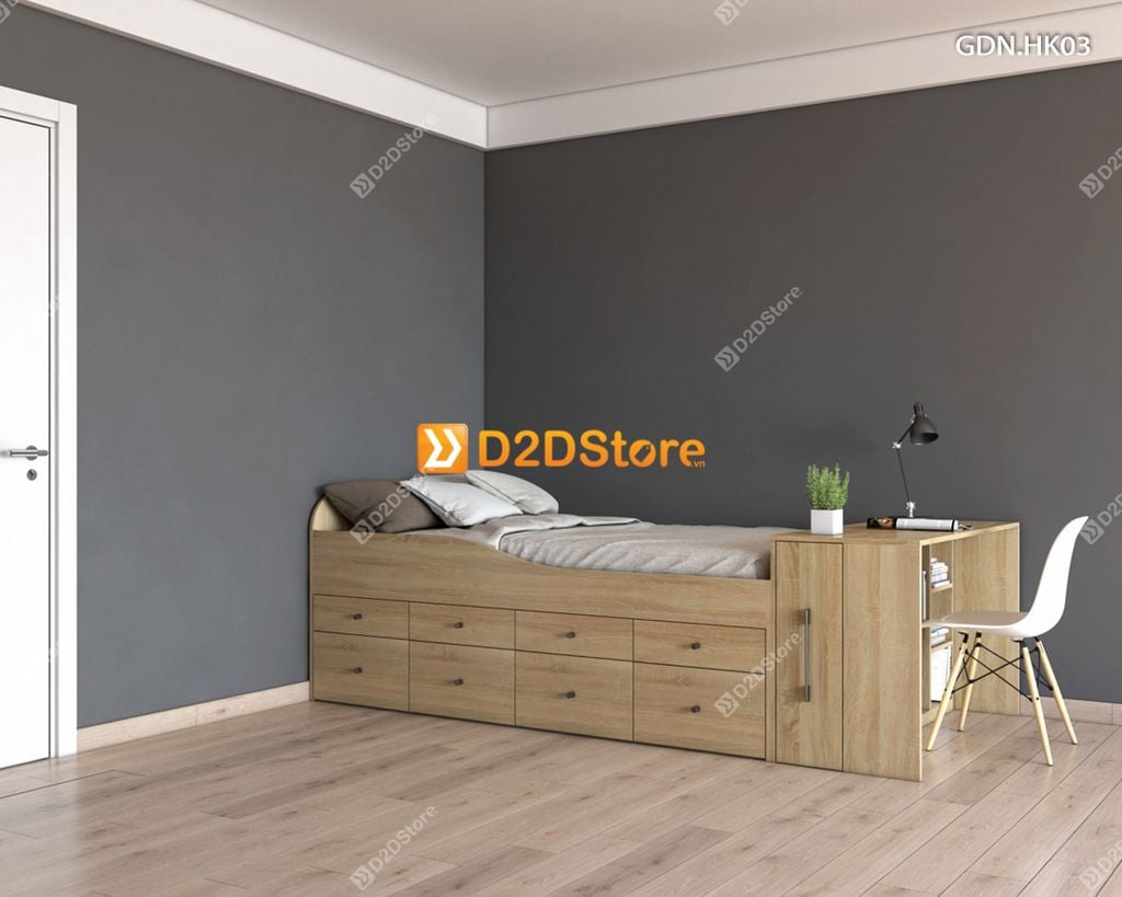 Giường ngủ kết hợp nhiều hộc kéo GDN.HK03
