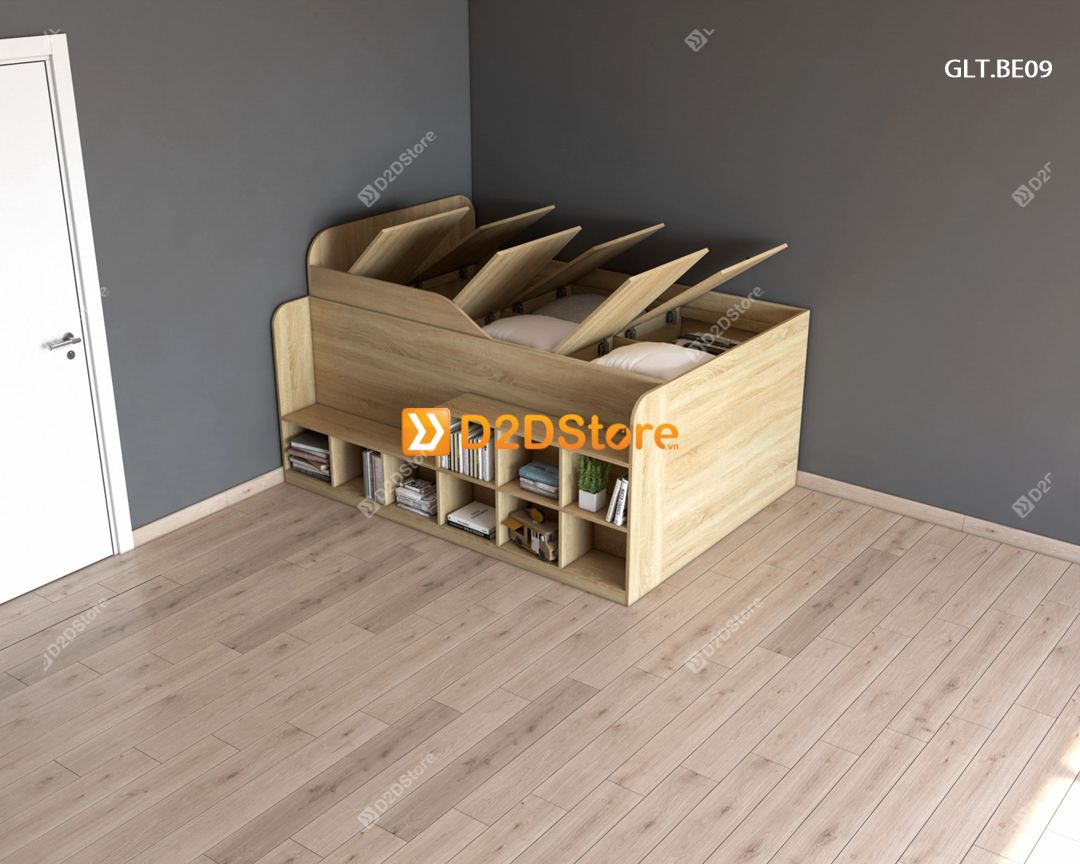  Giường ngủ kết hợp tủ kệ sách GDN.KS08 