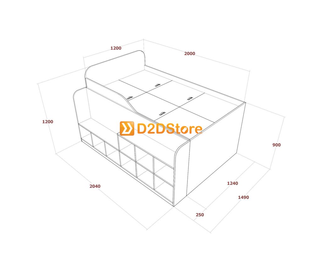 Giường ngủ kết hợp tủ kệ sách GDN.KS08