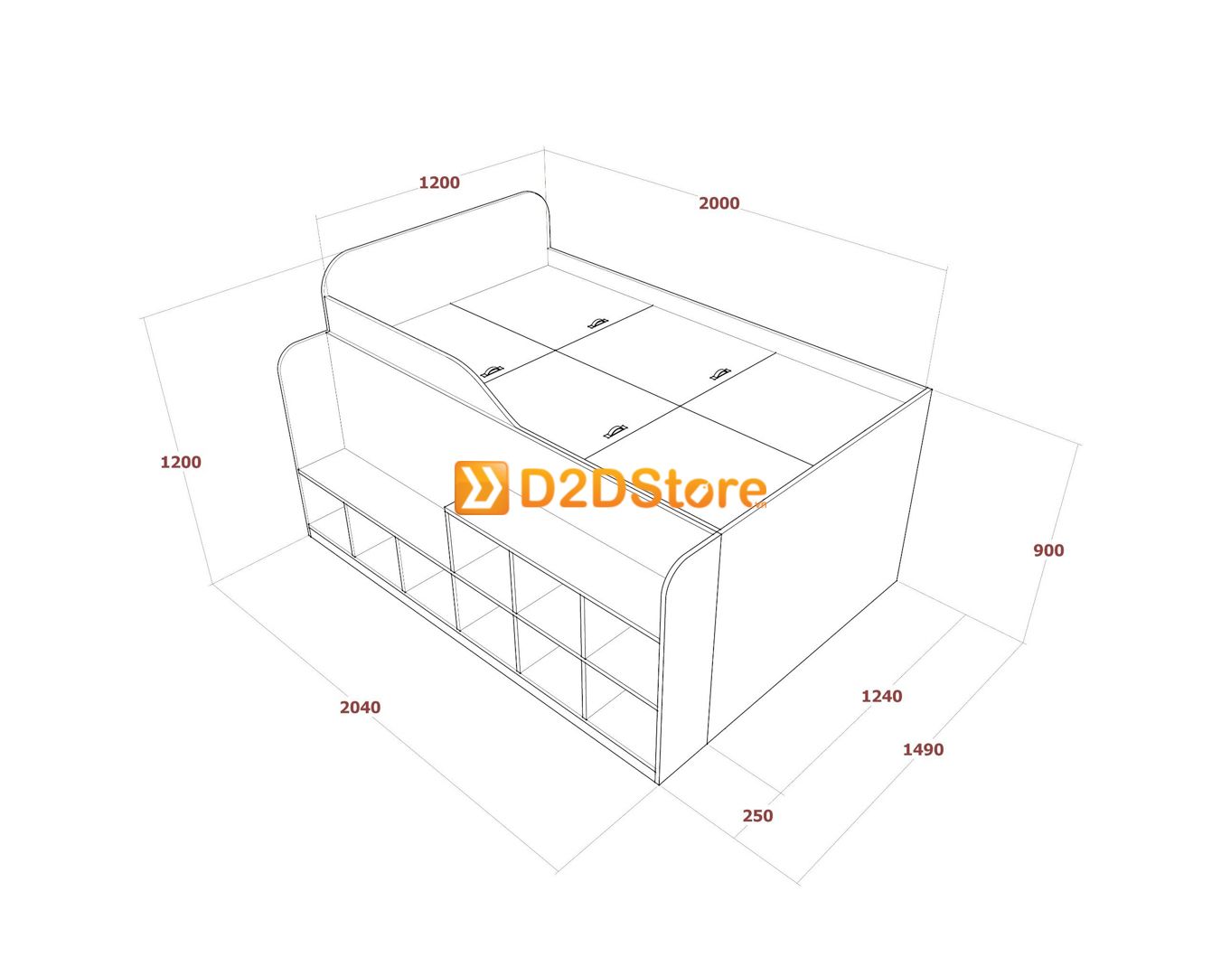  Giường ngủ kết hợp tủ kệ sách GDN.KS08 