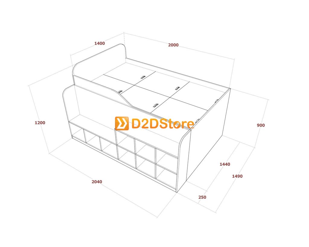 Giường ngủ kết hợp tủ kệ sách GDN.KS08