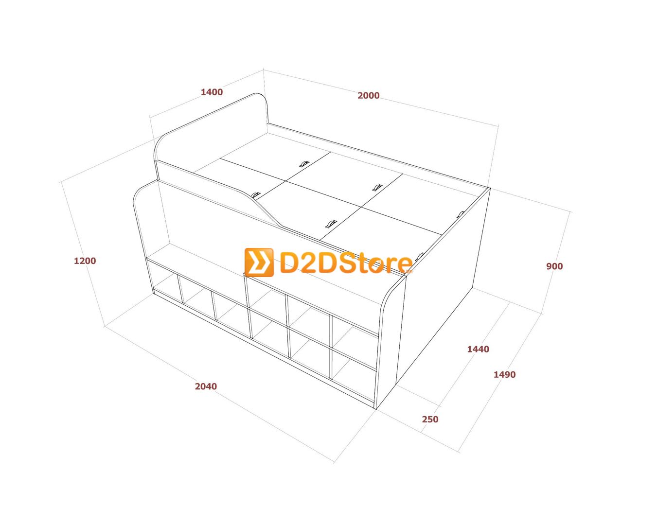  Giường ngủ kết hợp tủ kệ sách GDN.KS08 