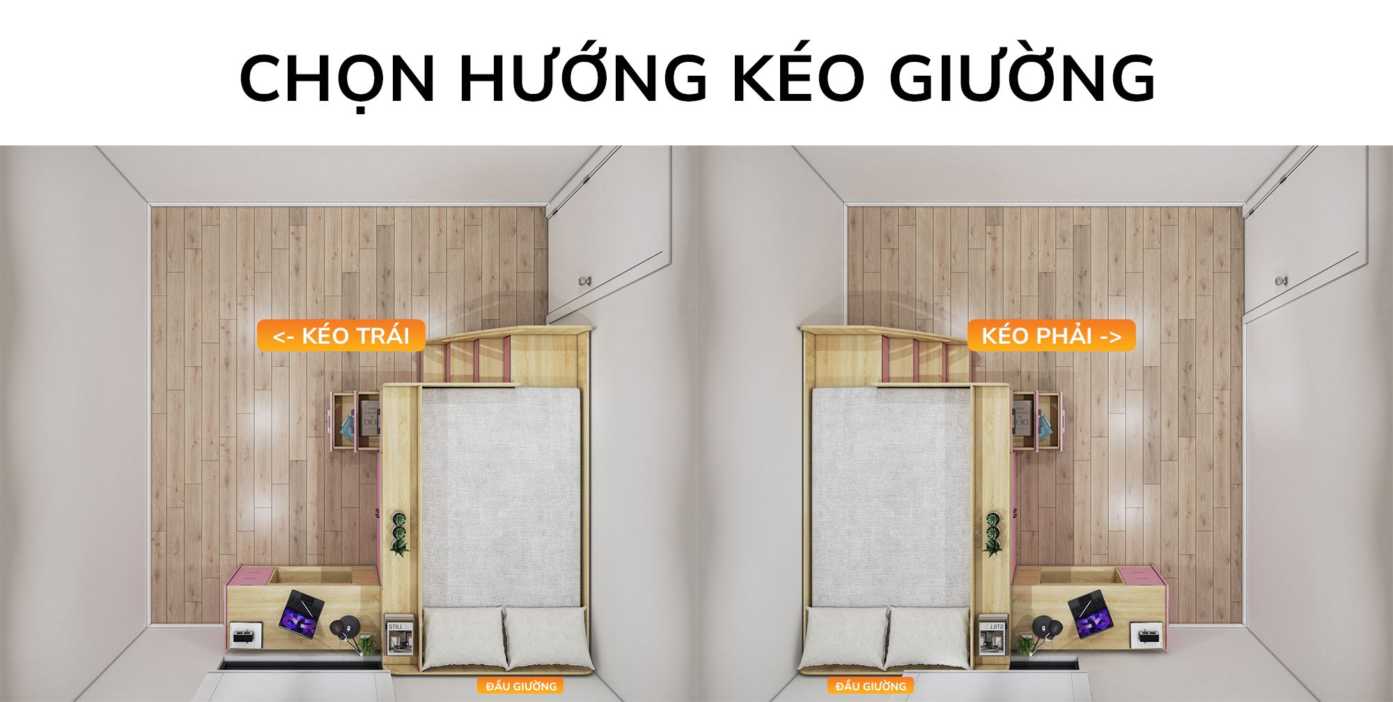  Giường ngủ kết hợp bàn học tủ áo GDN.BT17 