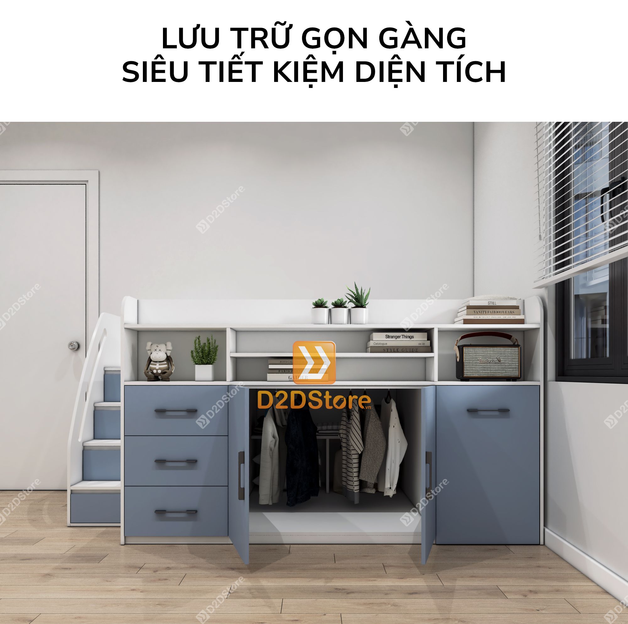  Giường ngủ kết hợp bàn học tủ áo GDN.BT17 