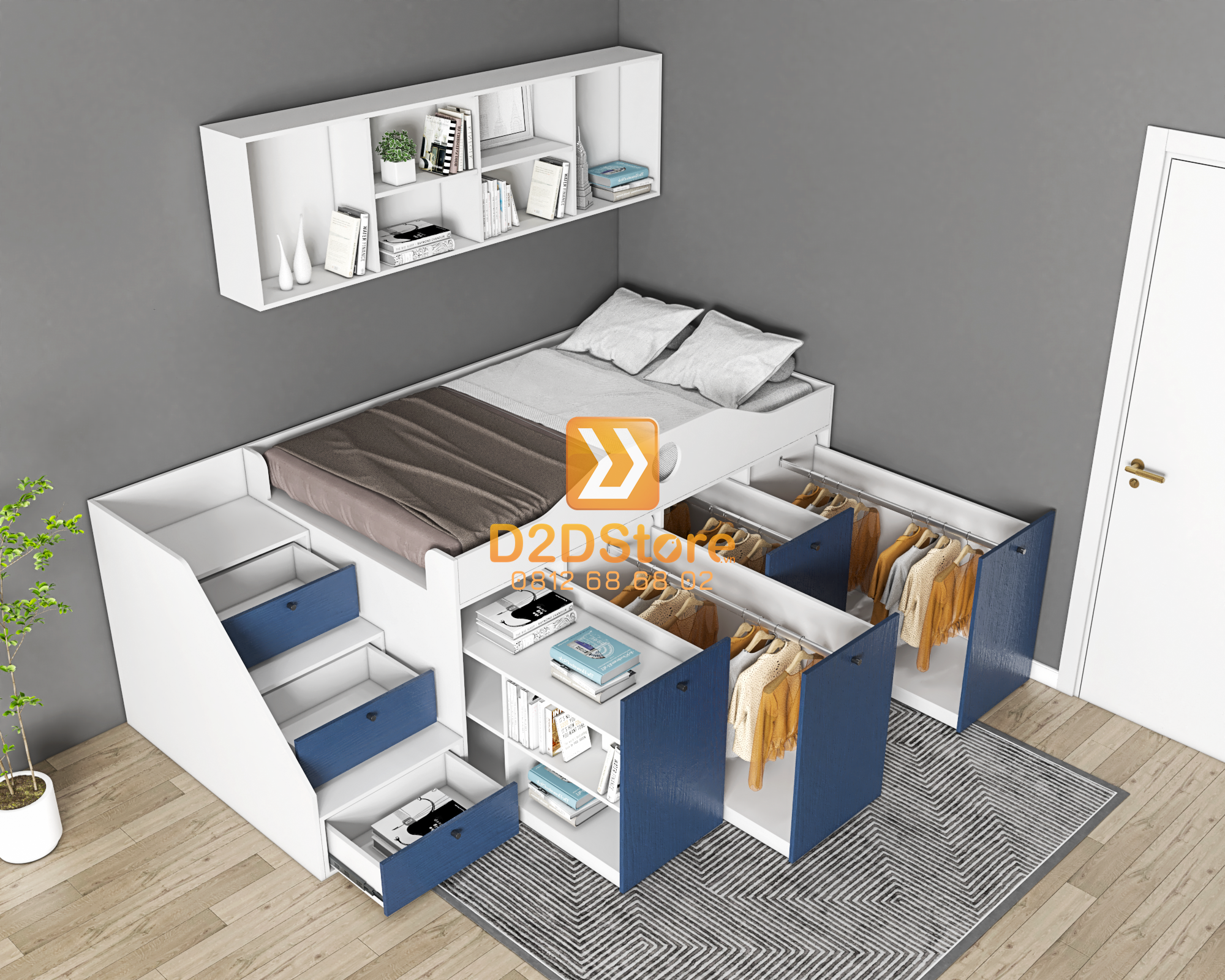  Giường lưu trữ cho bé GLT.BE02.1400 