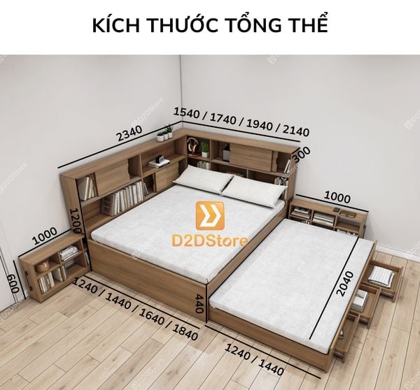 Giường mẹ bồng con thông minh nhiều kích thước mã BC.GMC11