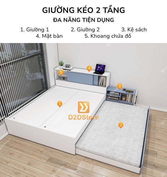 Giường kéo 2 tầng mẹ bồng con GDN.MC14