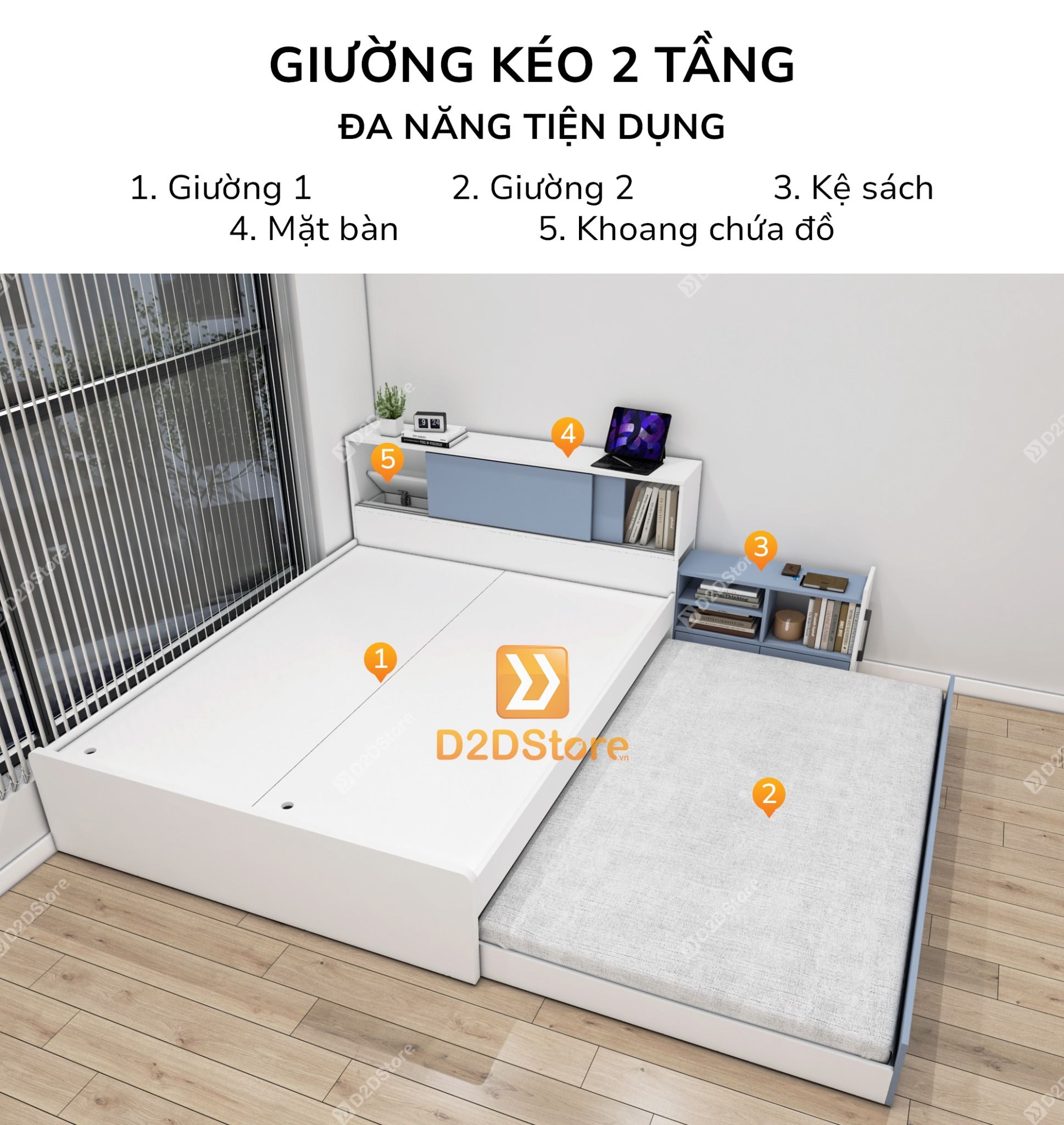  Giường kéo 2 tầng mẹ bồng con GDN.MC14 