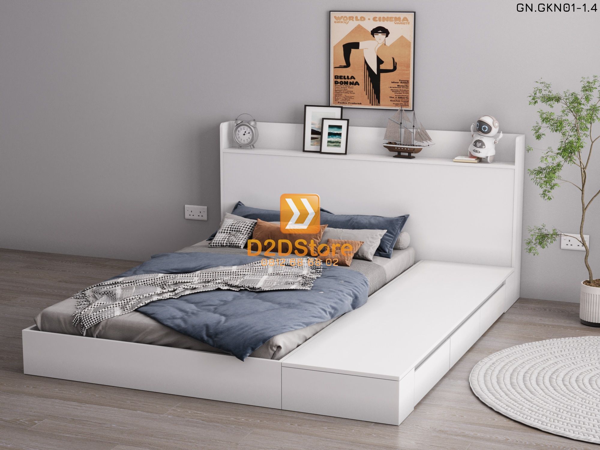  Giường ngủ thấp kiểu Nhật GN.GKN01-1.4 