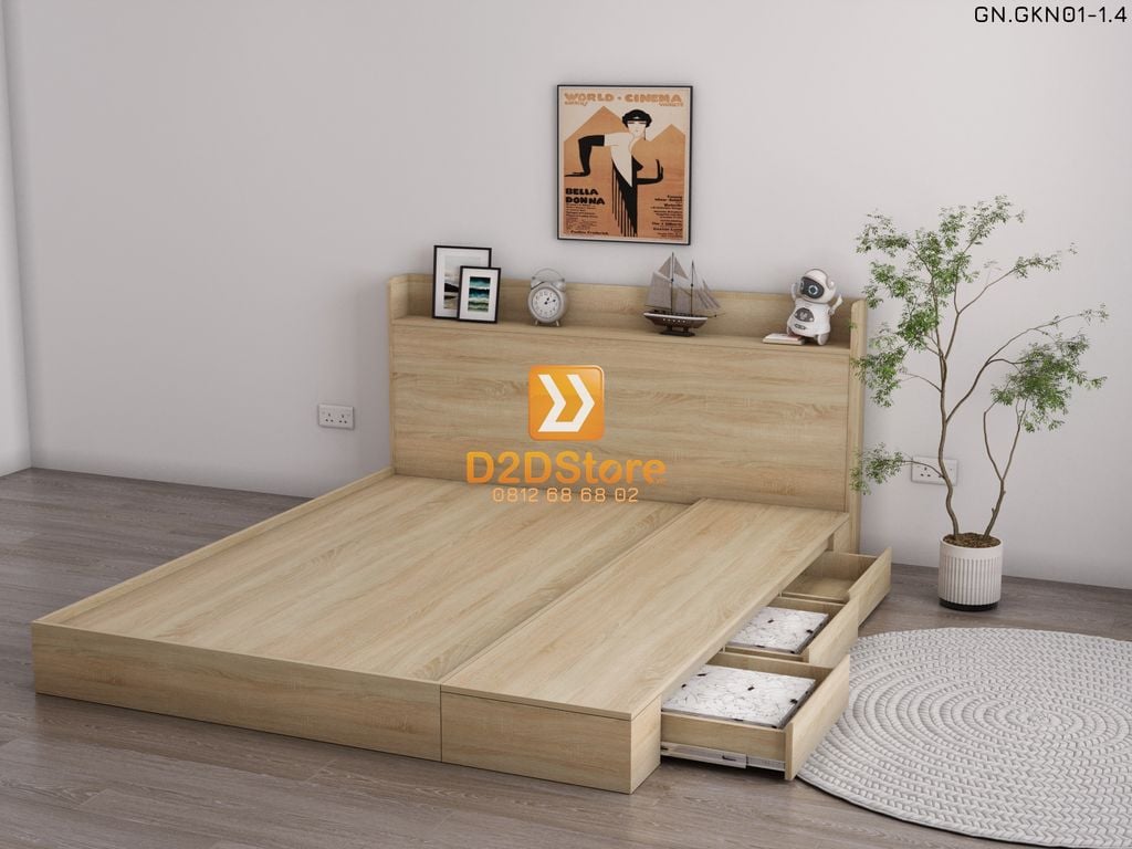 Giường ngủ thấp kiểu Nhật GN.GKN01-1.4