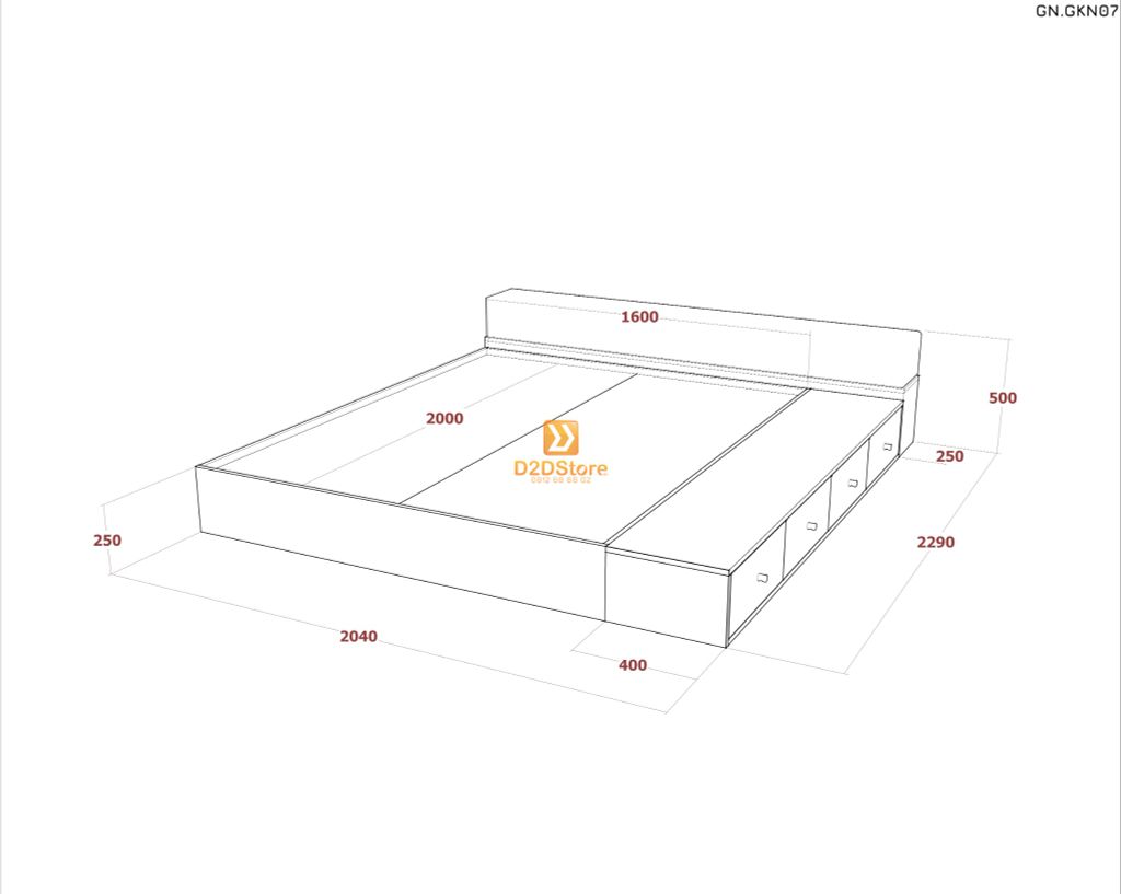 Giường ngủ thấp kiểu Nhật GN.GKN07