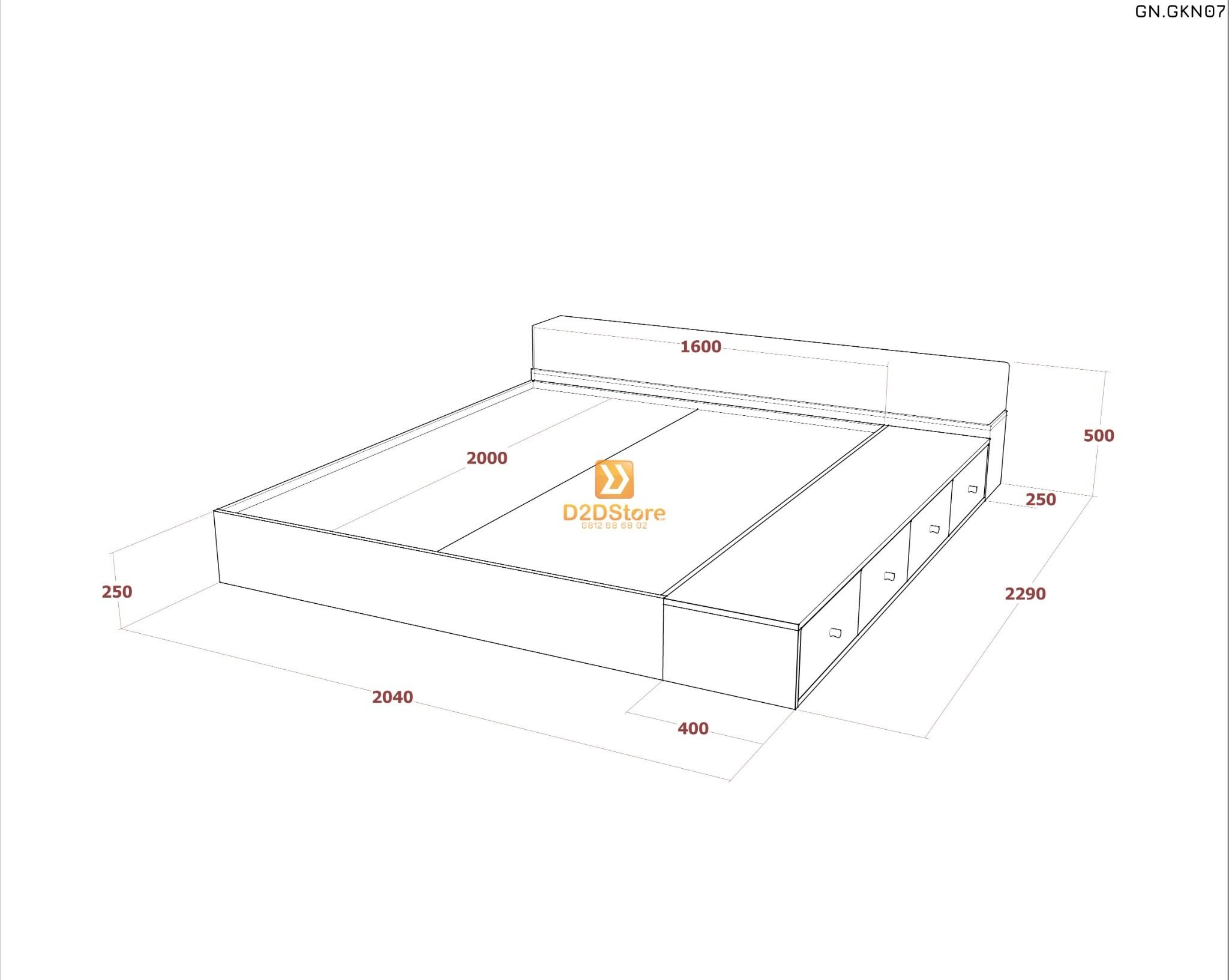  Giường ngủ thấp kiểu Nhật GN.GKN07 