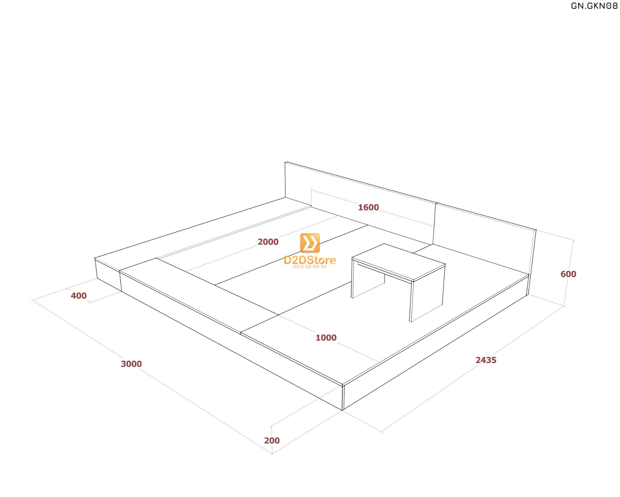  Giường ngủ thấp kiểu Nhật GN.GKN08 