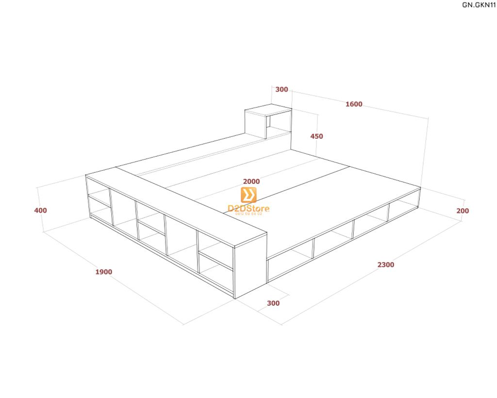 Giường ngủ thấp kiểu Nhật GN.GKN11