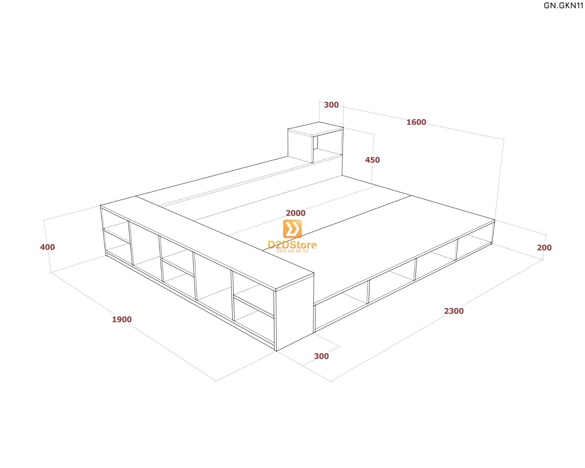  Giường ngủ thấp kiểu Nhật GN.GKN11 
