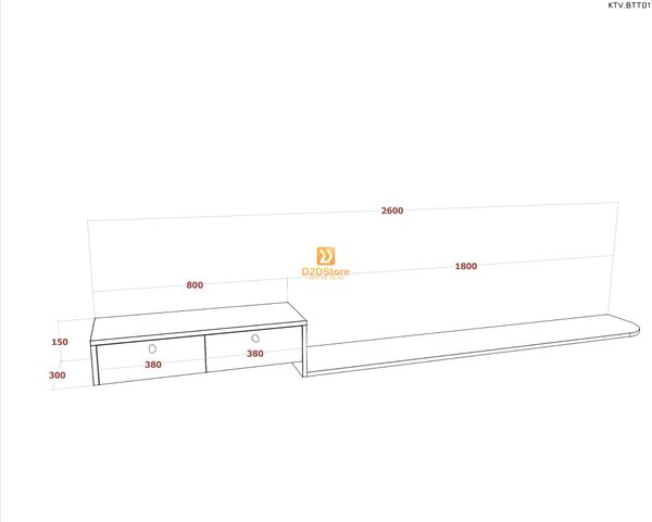 Kệ tivi kết hợp bàn trang điểm KTV.BTT01