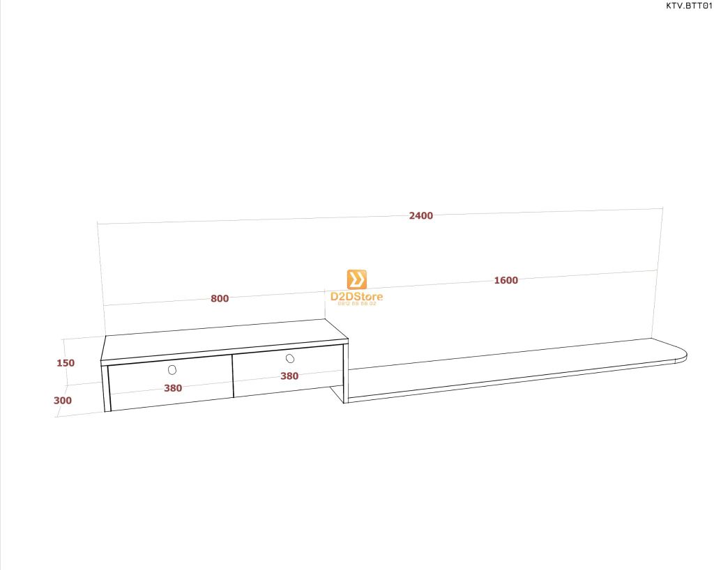 Kệ tivi kết hợp bàn trang điểm KTV.BTT01