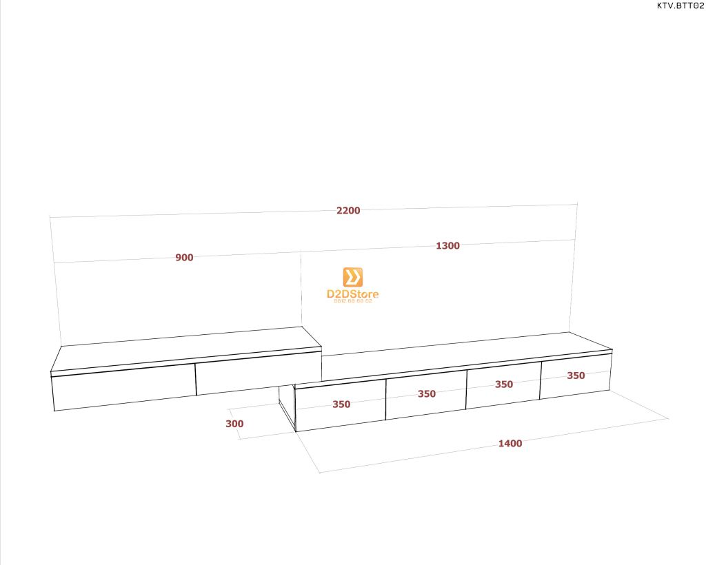 Kệ tivi kết hợp bàn trang điểm KTV.BTT02