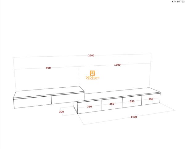 Kệ tivi kết hợp bàn trang điểm KTV.BTT02