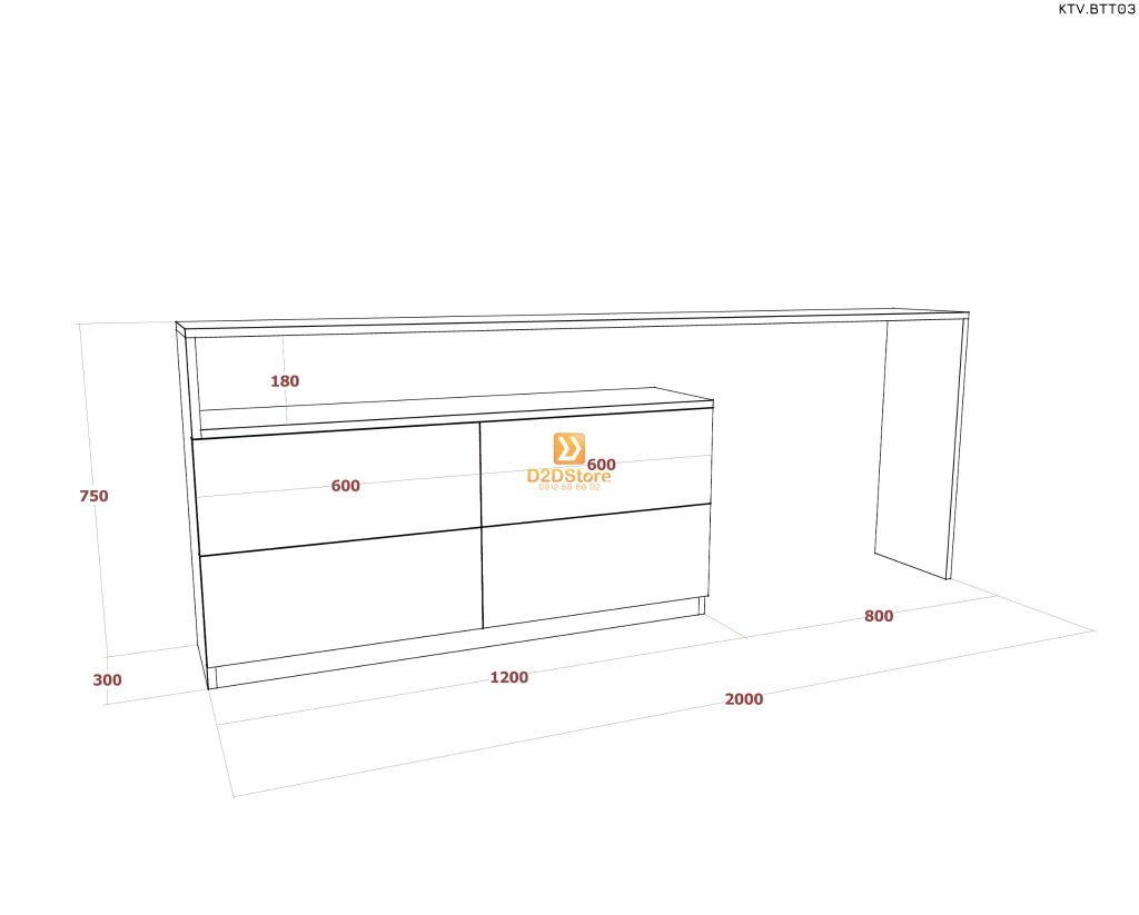 Kệ tivi kết hợp bàn trang điểm KTV.BTT03