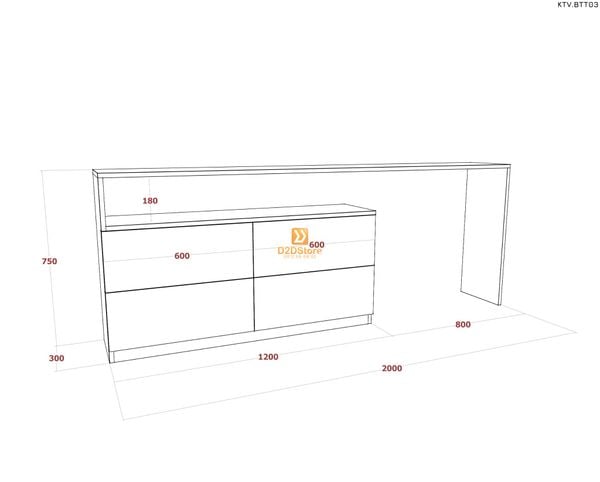 Kệ tivi kết hợp bàn trang điểm KTV.BTT03