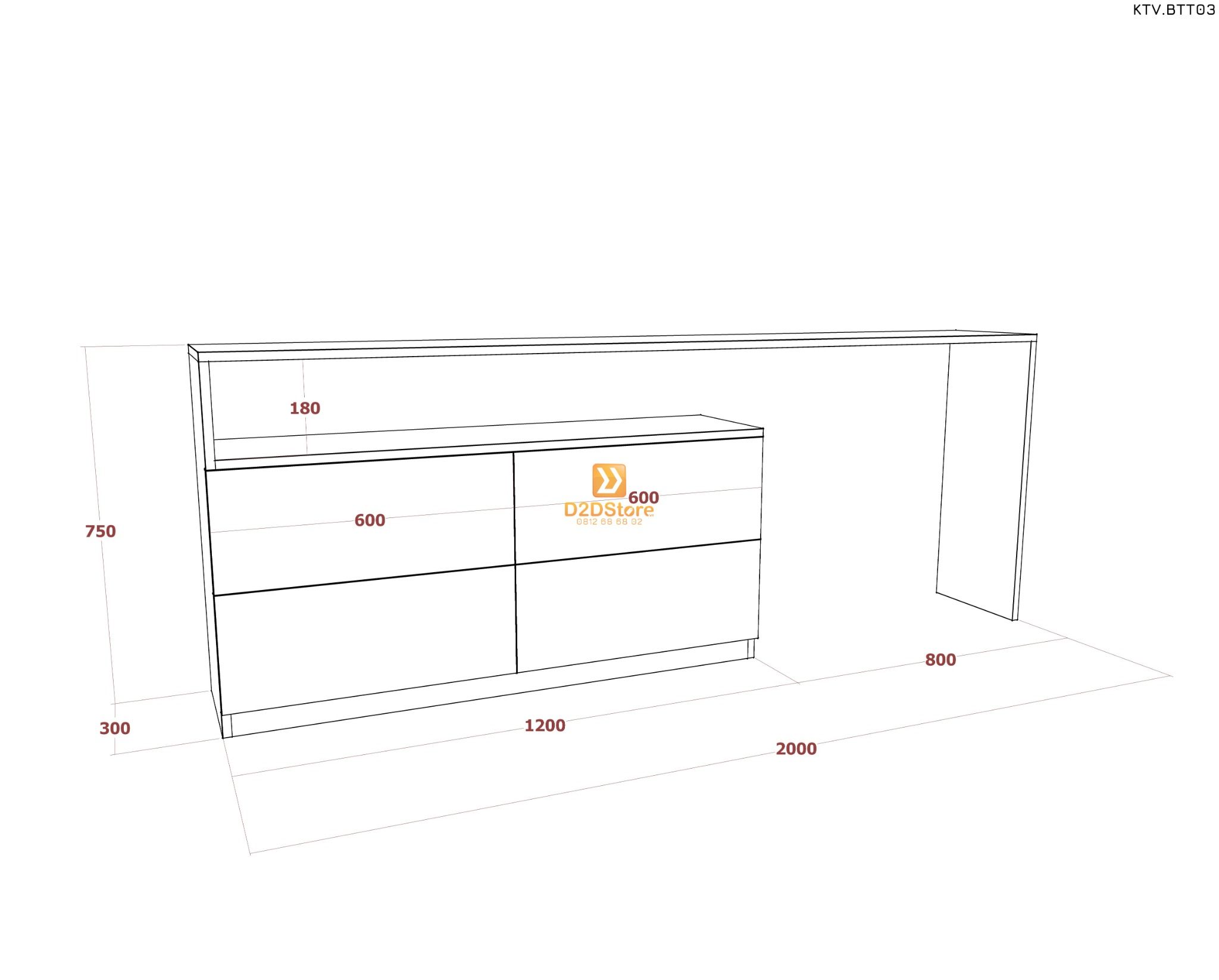  Kệ tivi kết hợp bàn trang điểm KTV.BTT03 