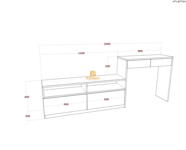 Kệ tivi kết hợp bàn trang điểm KTV.BTT04