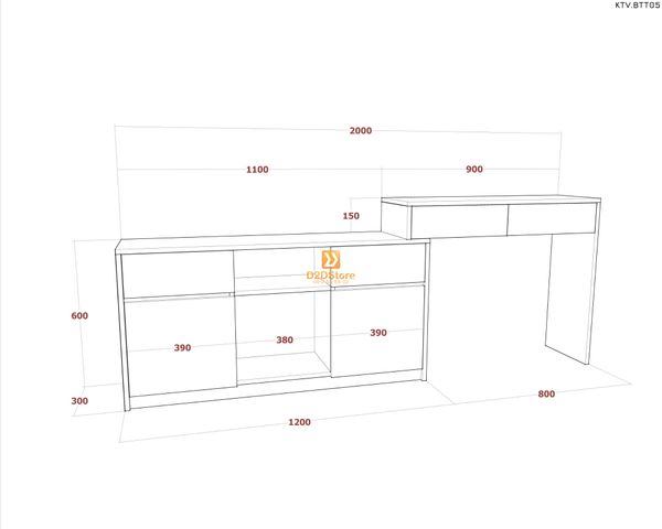 Kệ tivi kết hợp bàn trang điểm KTV.BTT05