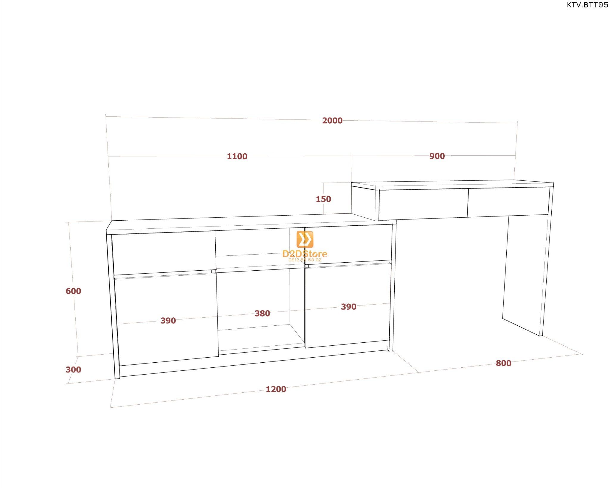  Kệ tivi kết hợp bàn trang điểm KTV.BTT05 