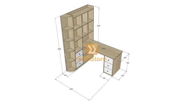 Bàn làm việc kết hợp kệ sách BLV.KS33