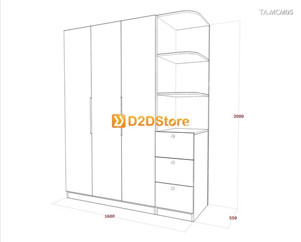Tủ quần áo gỗ phủ melamine cánh mở TA.MCM05