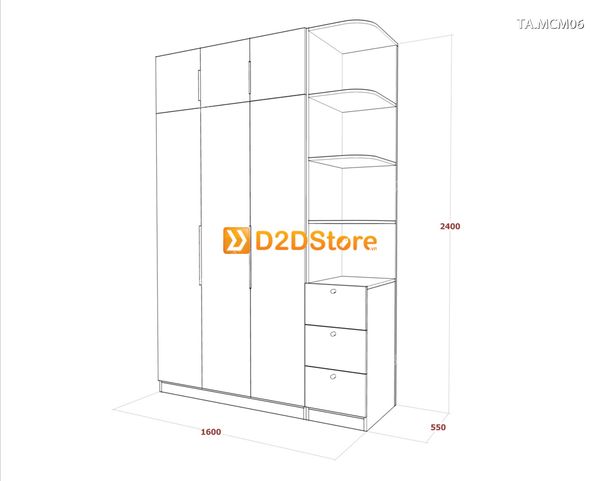 Tủ quần áo gỗ phủ melamine cánh mở TA.MCM06
